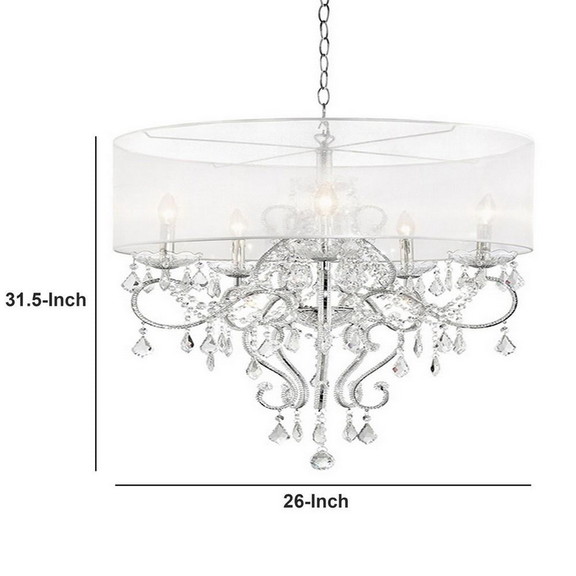 Benjara BM240301 Ceiling Lamp with Hanging Crystal...