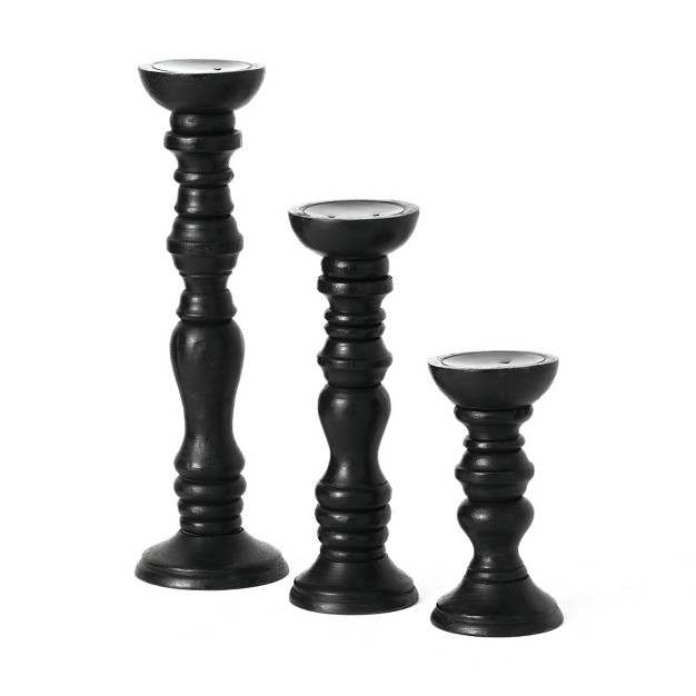 Sullivans Pillar Candleholder 16 quot h 12 quot h amp 8 quot h Black