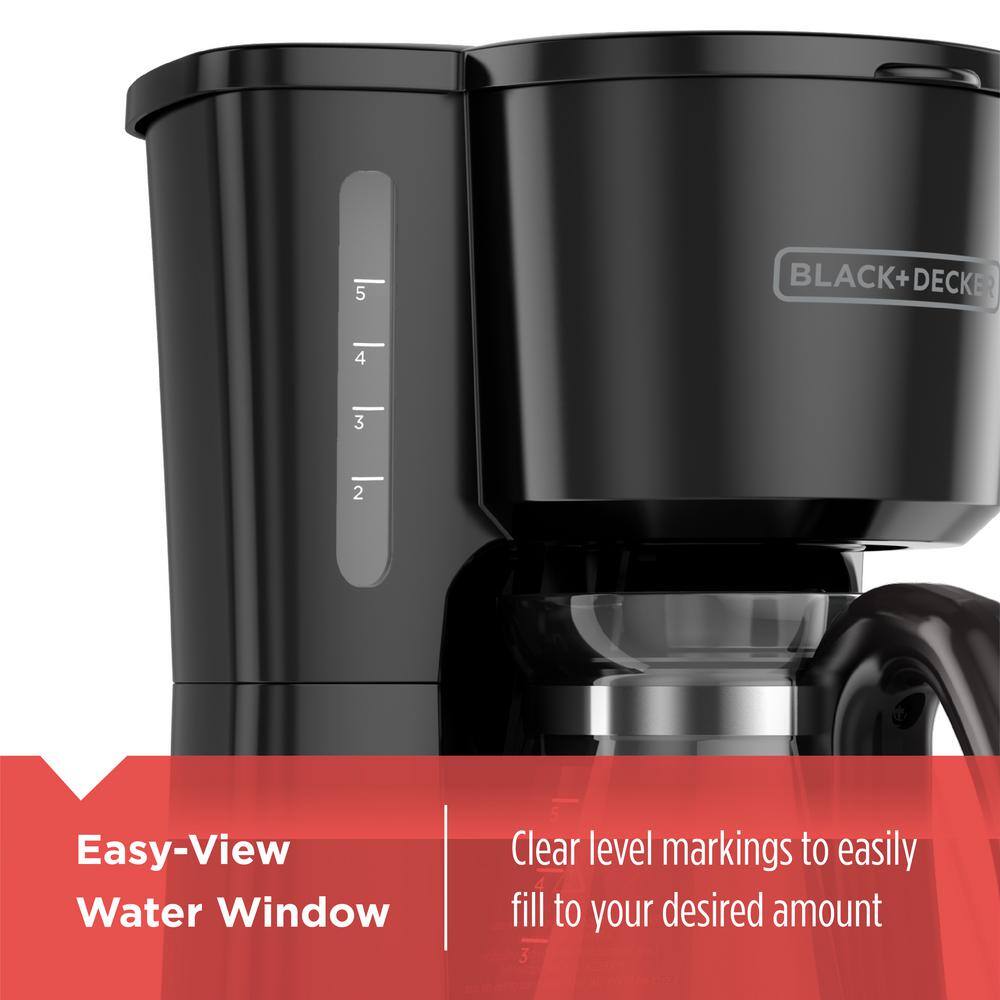 BLACK+DECKER 4-in-1 5-Cup Black Drip Coffee Maker CM0700B