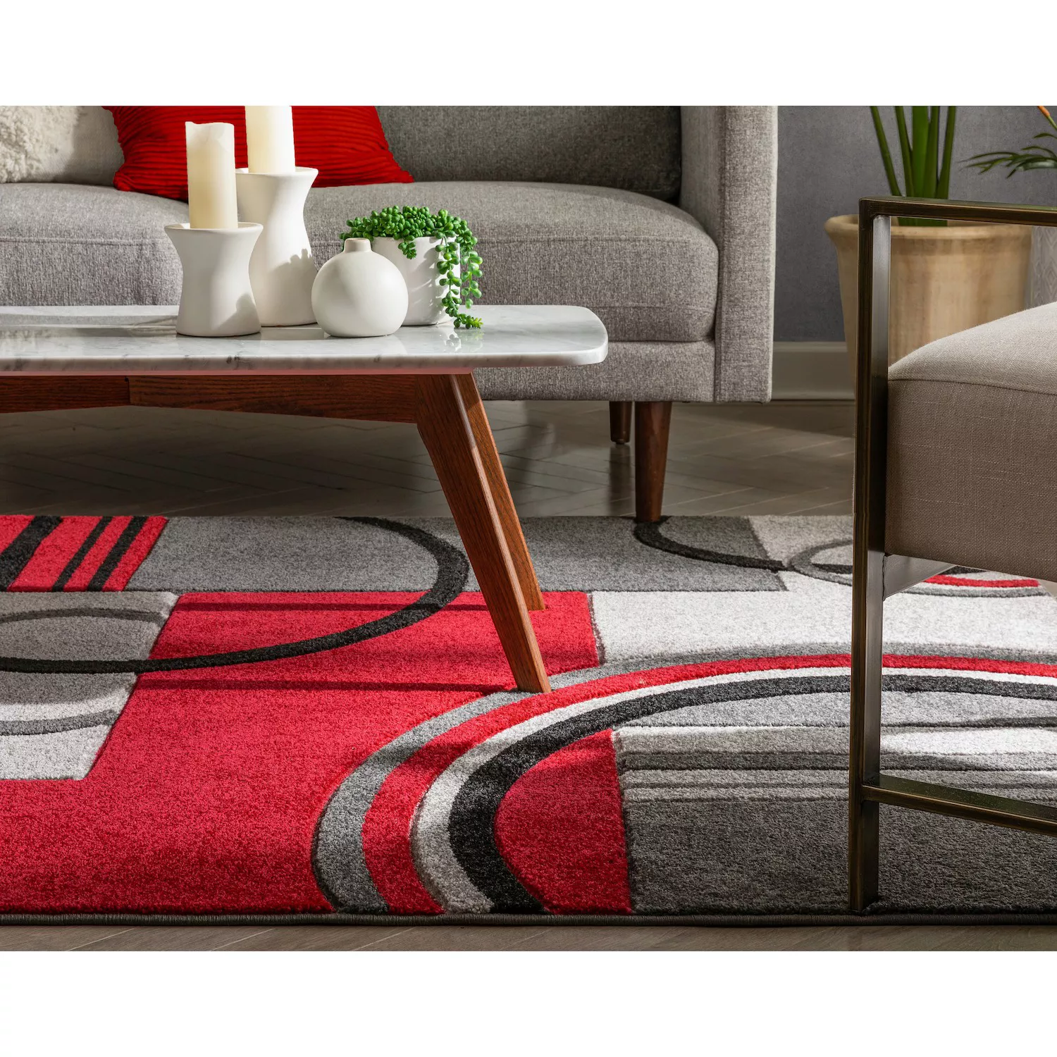 Well Woven Ruby Galaxy Waves Modern Area Rug