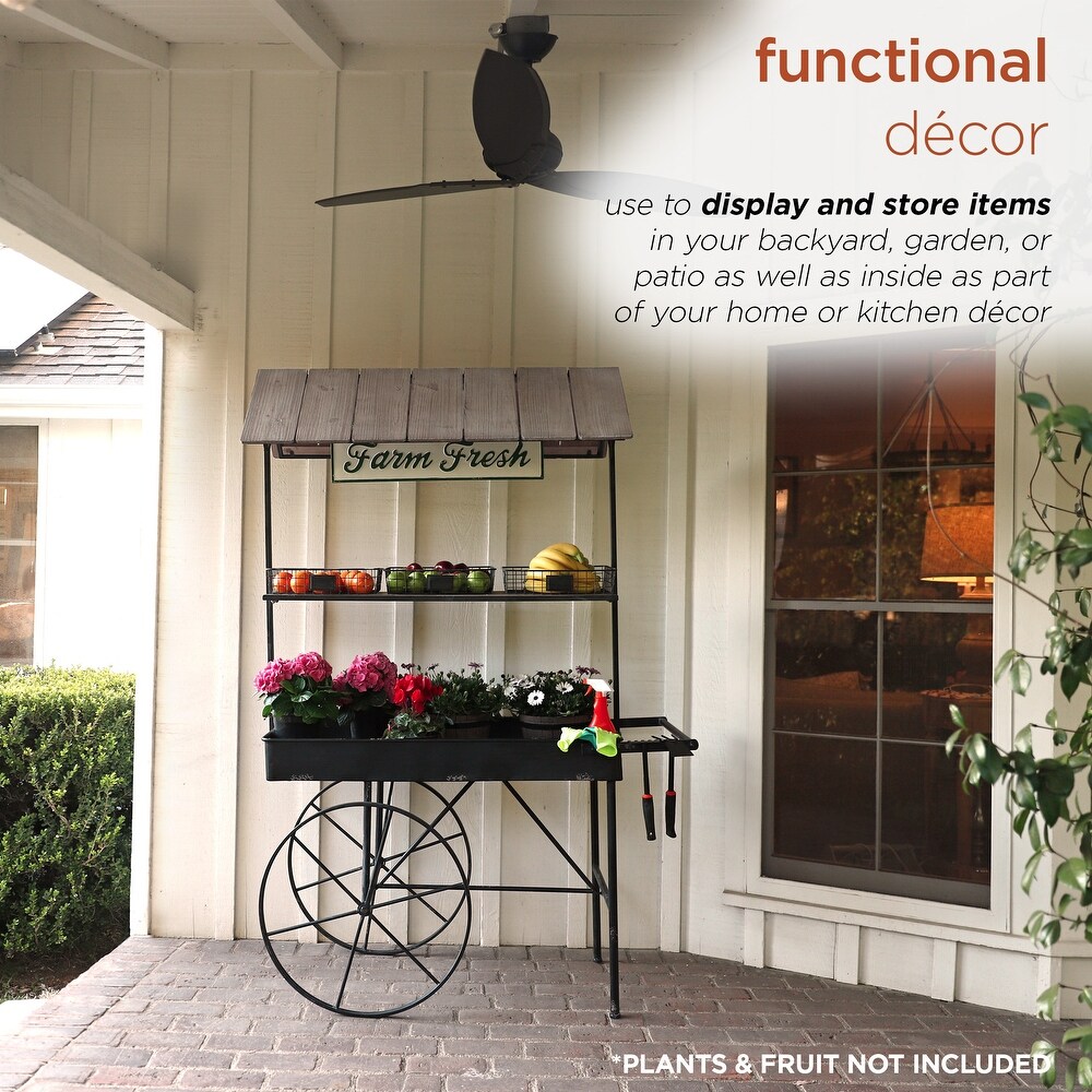 Alpine Corporation Farm Fresh Indoor/Outdoor Metal and Wood Garden Cart  51\