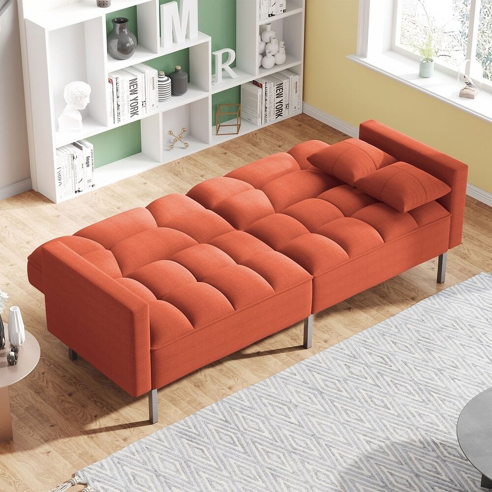 74.8'' Sofa Bed  Convertible Sleeper Couch with Pillows  Foldable Loveseat Furniture for Living Room