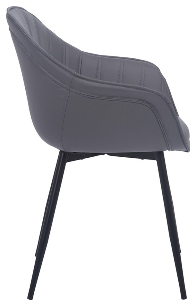 Armen Living Clover 18 quotFaux Leather/Metal Dining Room Chair in Gray/Black   Dining Chairs   by Homesquare  Houzz