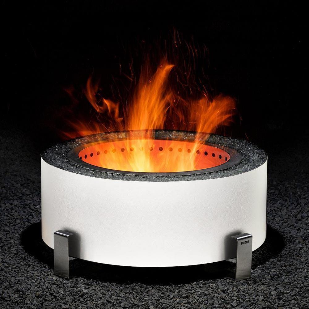 Breeo Luxeve White River with Gray Glass Outdoor Smokeless Fire Pit BR-LE24-WRGR