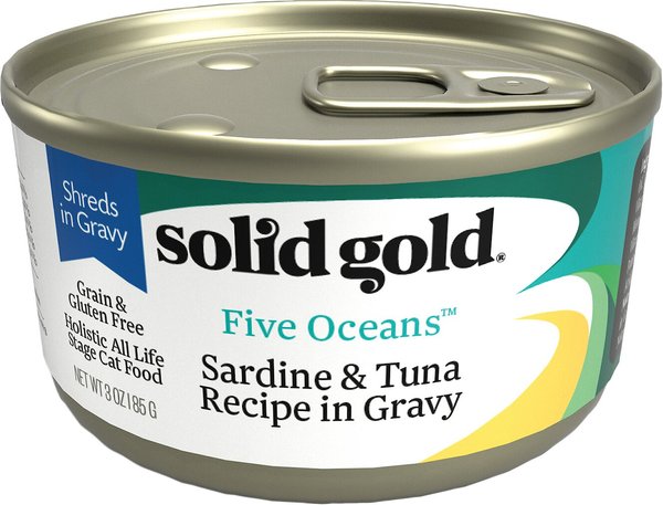 Solid Gold Five Oceans Sardines and Tuna Recipe in Gravy Grain-Free Canned Cat Food