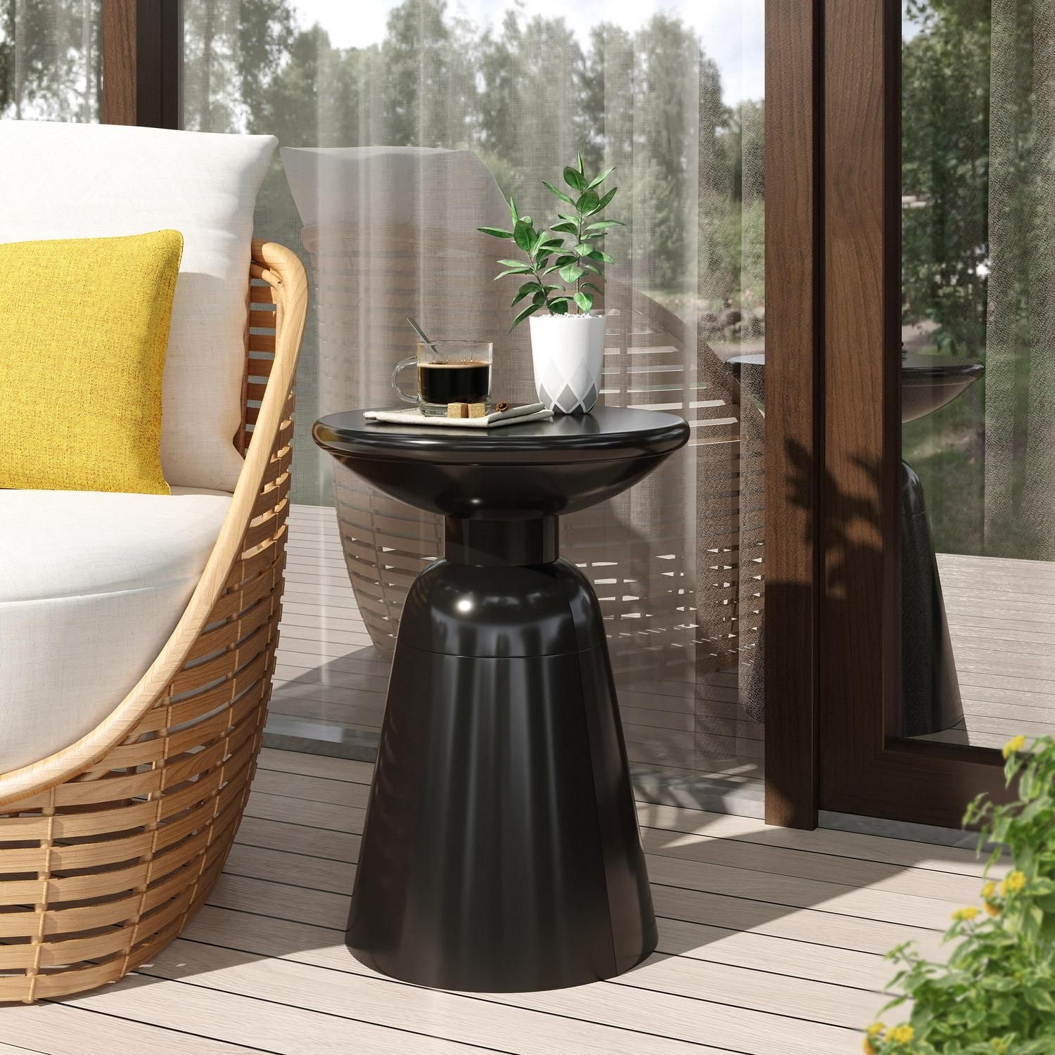 Aston Metal Outdoor Side Table Black  Crowdfused