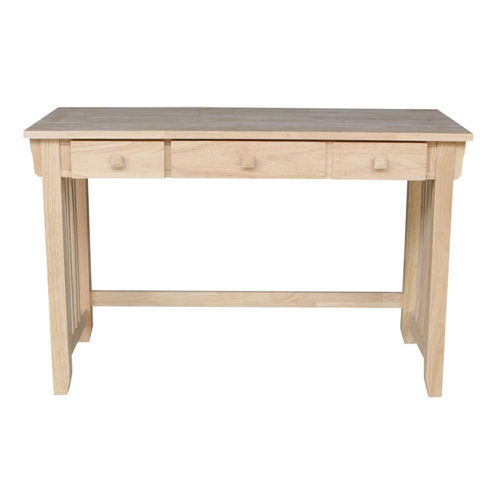 International Concepts 48 in. Solid Wood Rectangular Unfinished 2 Drawer Writing Desk OF-45D