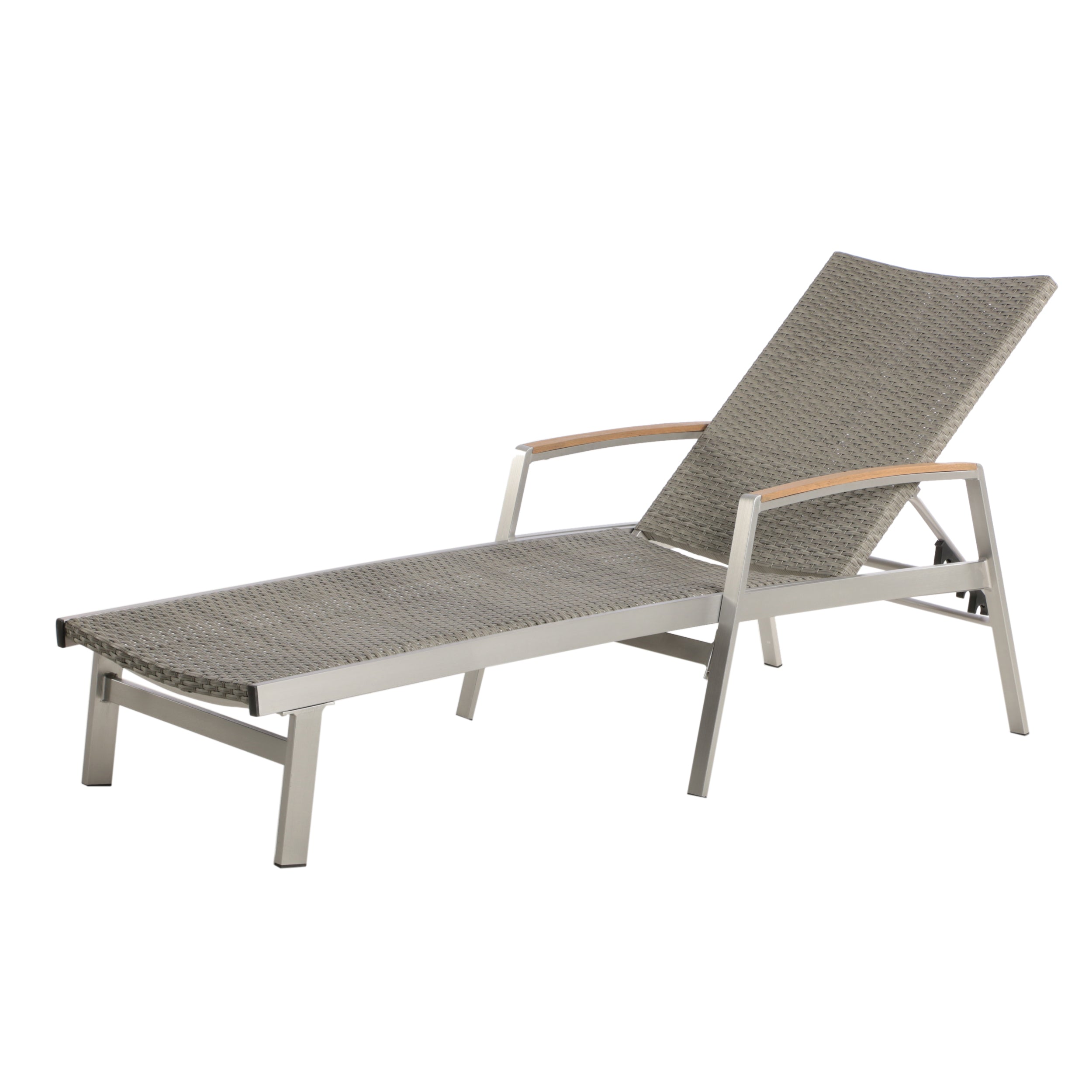 Joy Outdoor Wicker and Aluminum Chaise Lounge, Gray Finish