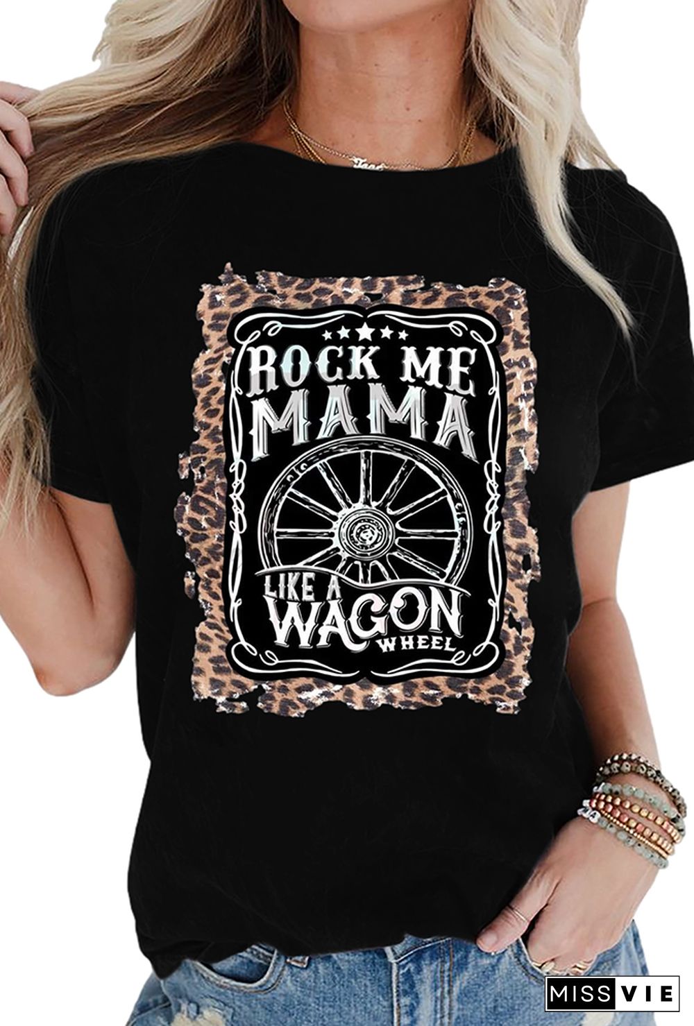 Rock Me MaMa Printed Tees for Women Wholesale Short Sleeve T shirts Top