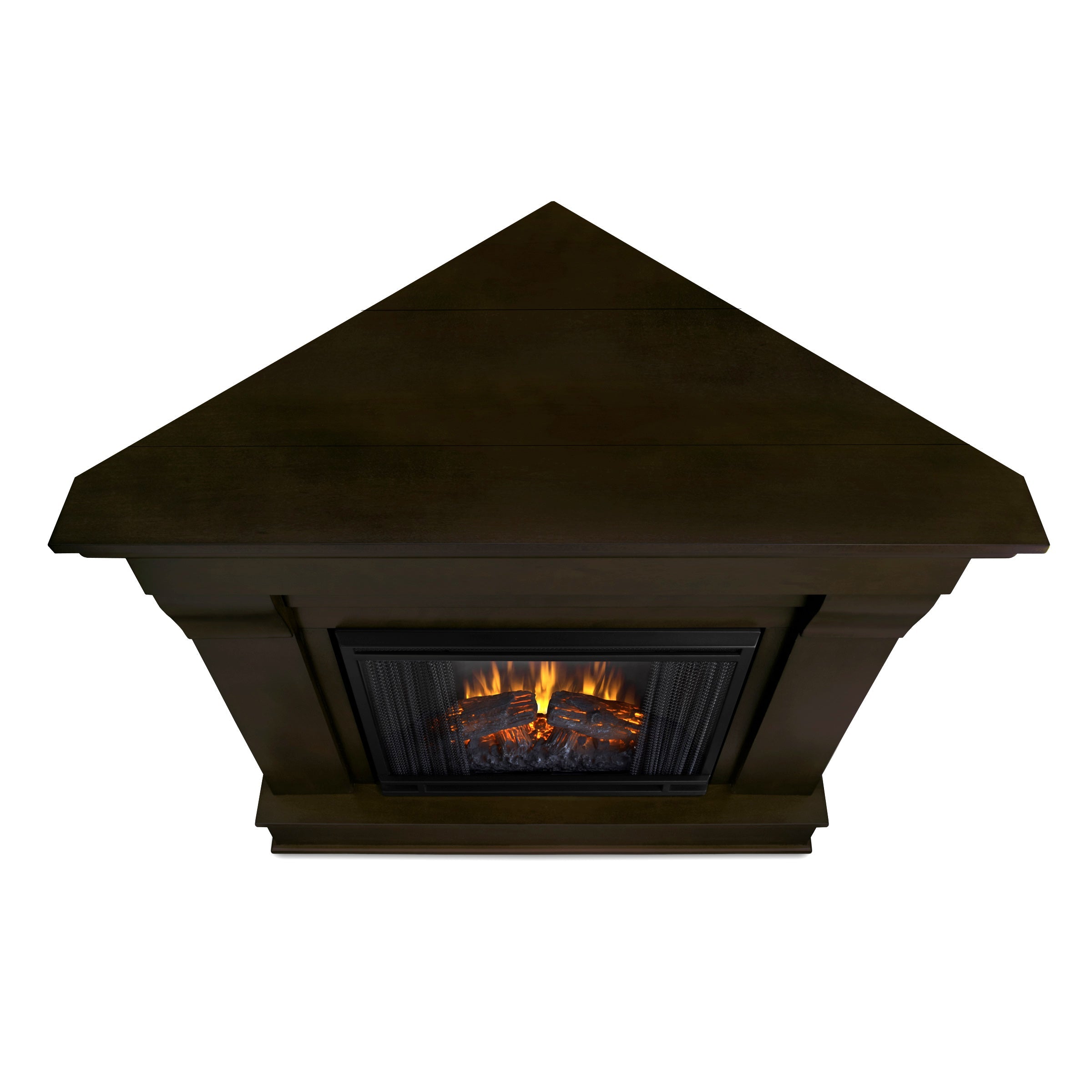 Chateau Corner Electric Fireplace in Dark Walnut by Real Flame