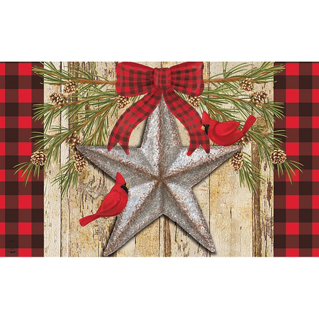 Briarwood Lane Festive Barnstar Winter Doormat Primitive Cardinal