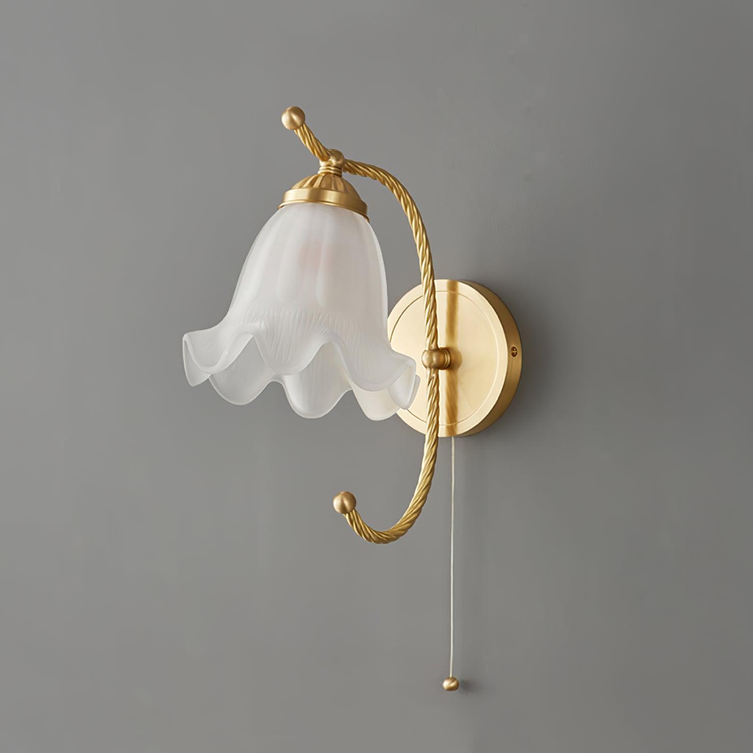 Curved Gooseneck Brass Glass Sconce