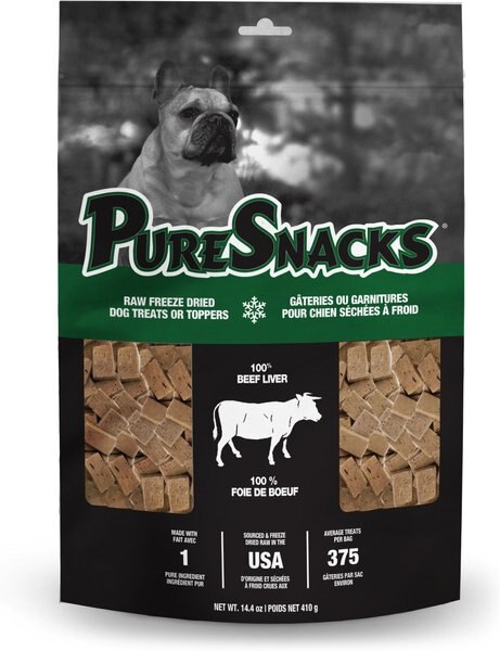 PureSnacks Beef Liver Super Value Size Freeze-Dried Dog Treats， 14.4-oz bag