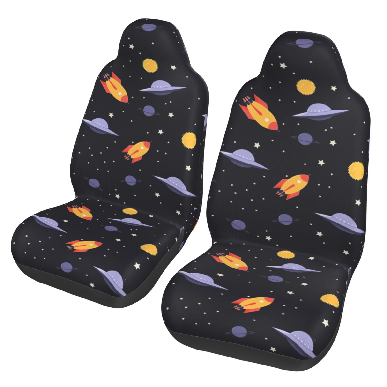 TEQUAN Front Seat Covers， Ufos Planets Stars Pattern 2 Piece Car Seat Cover Fit Most Car SUV Truck Van