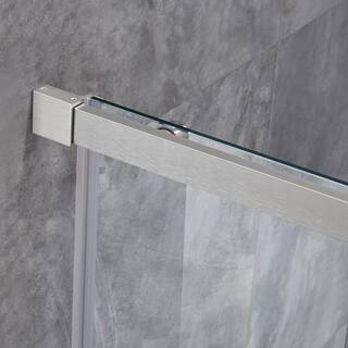 Glacier Bay Tidal 58.19 in. W x 78.74 in. H Sliding Semi Frameless Shower Door in Nickel GBSH154