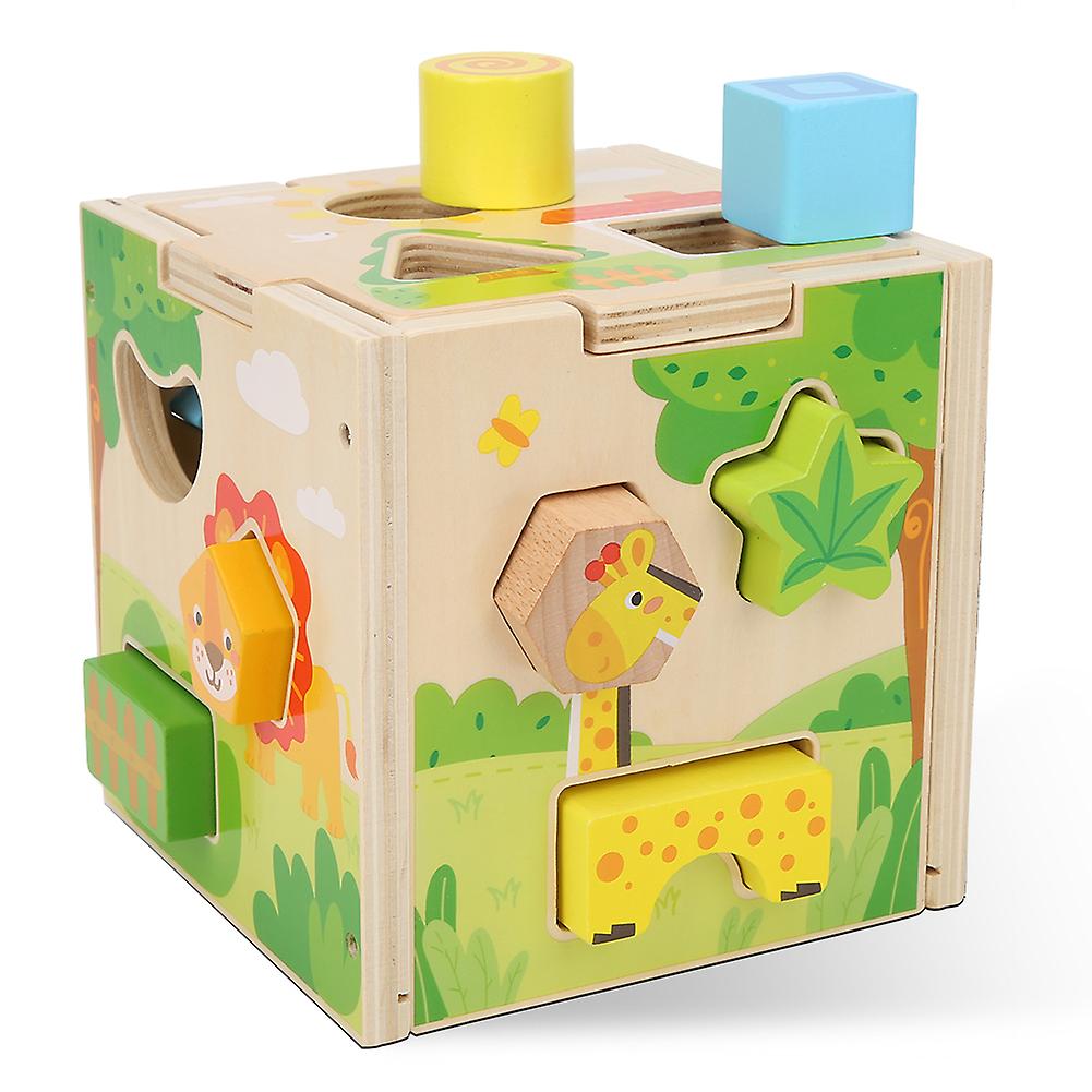 Wooden Shape Matching Building Blocks Children Kid Toddler Educational Toys Giftcartoon Intelligence Box