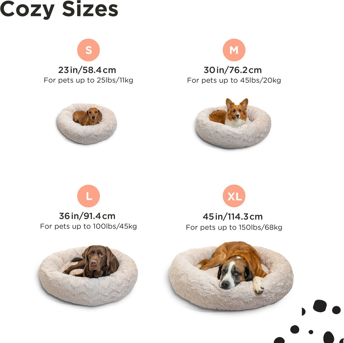 Best Friends by Sheri Calming Lux Fur Donut Cuddler Bolster Cat and Dog Bed