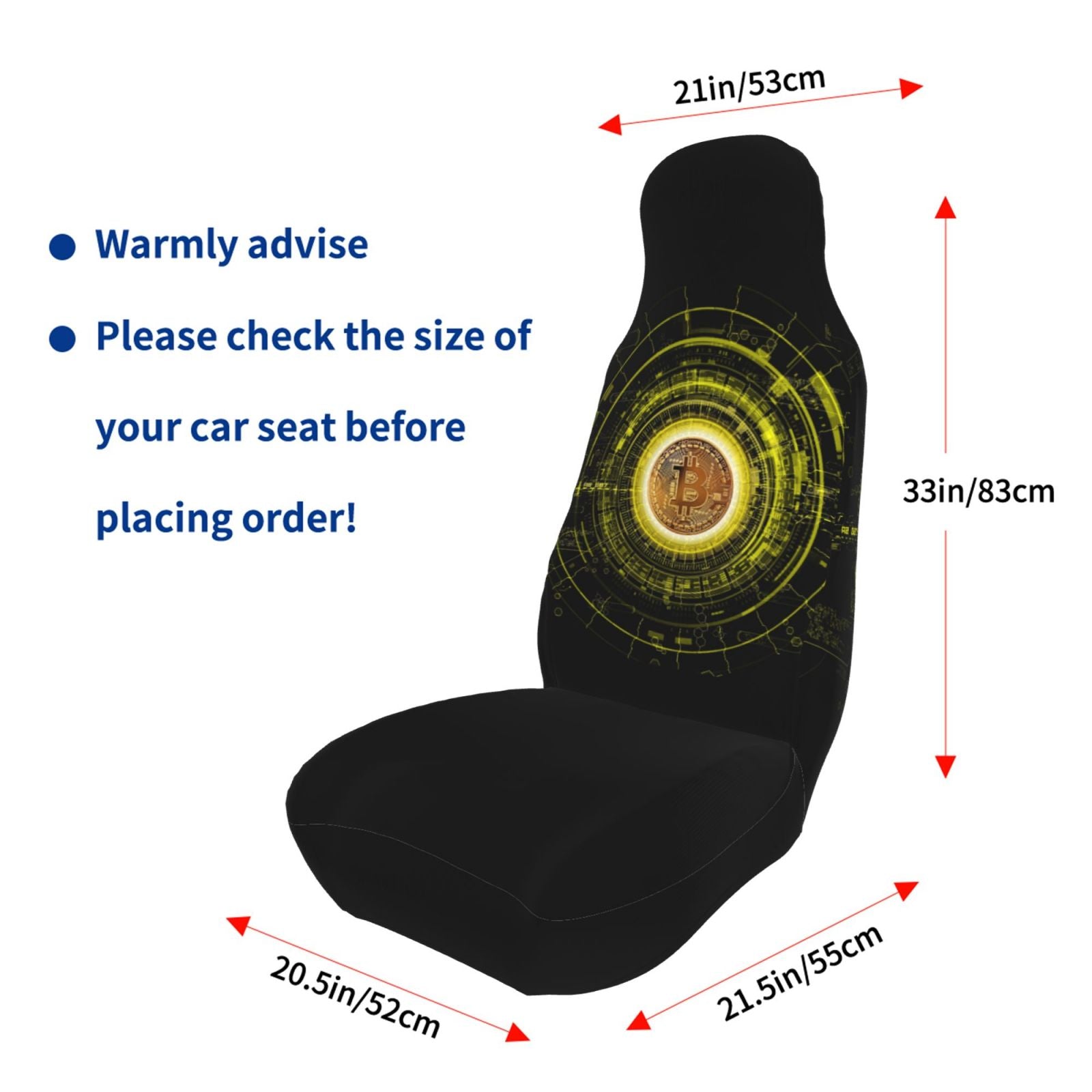 TEQUAN Front Seat Covers， Crypto Currency Bitcoin Pattern 2 Piece Car Seat Cover Fit Most Car SUV Truck Van