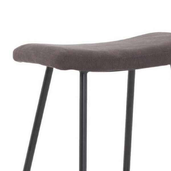 Cid 30 Inch Modern Bar Stool with Footrest， Metal Legs， Fabric， Black - 15L x 17W x 30H Inches