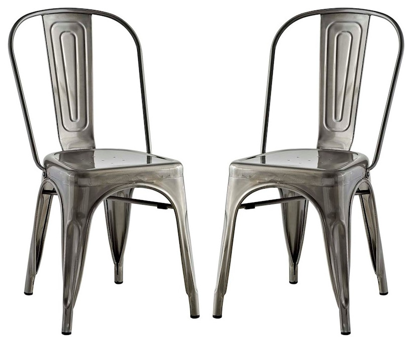 Modway Promenade 17 quotDining Side Chair Set of 2 in Gunmetal  EEI 2749 GME SET   Industrial   Dining Chairs   by ShopFreely  Houzz