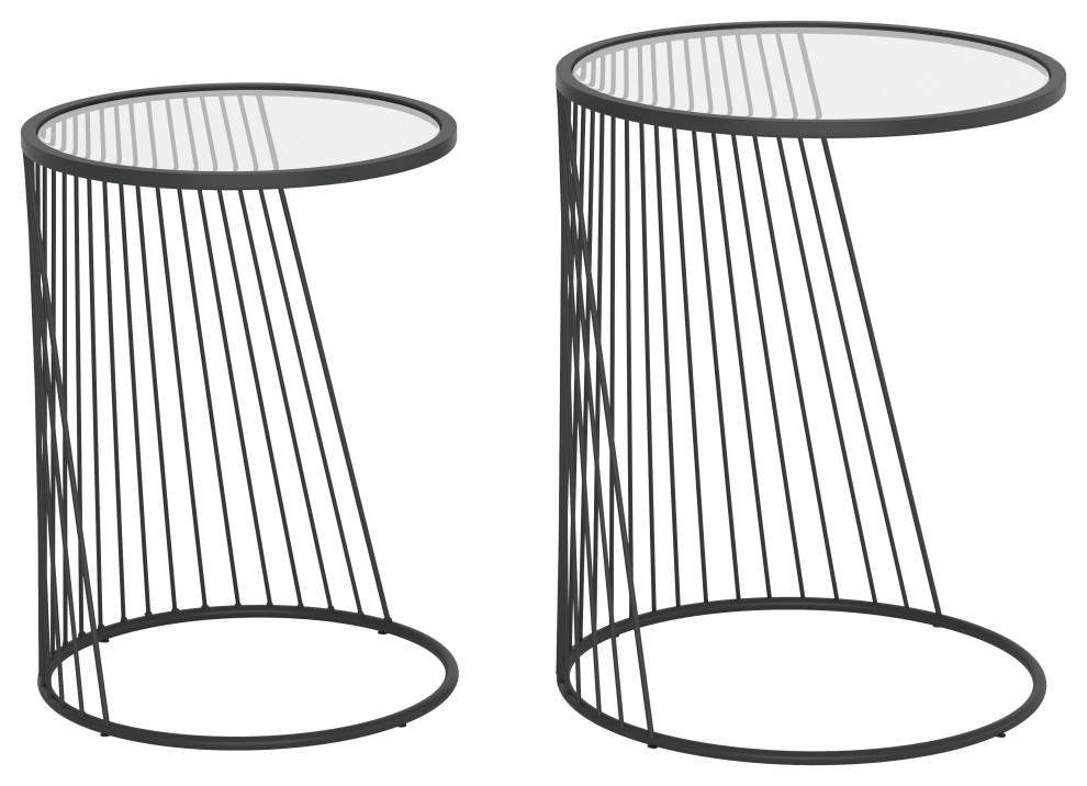 Shine Nesting Tables Set Clear and Black   Transitional   Coffee Table Sets   by Zuo Modern Contemporary  Houzz