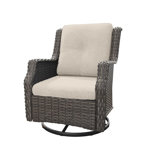 Cozywor Wicker Patio Outdoor Lounge Chair Swivel Rocking Chair (Set of 1)