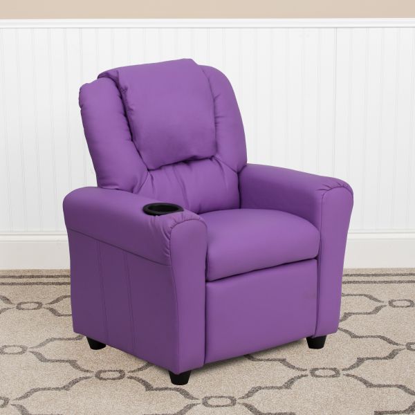 Flash Furniture Contemporary Lavender Vinyl Kids Recliner with Cup Holder and Headrest [DG-ULT-KID-LAV-GG]