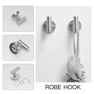 BWE Round Bathroom Robe Hook and Towel Hook in Brushed Nickel (2-Pack) A-91004-N-1