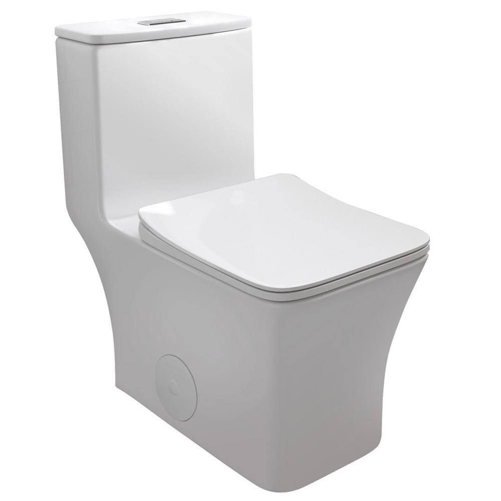 HOROW 1-piece 0.81.28 GPF Dual Flush Square Toilet in White with Seat Included HR-0413