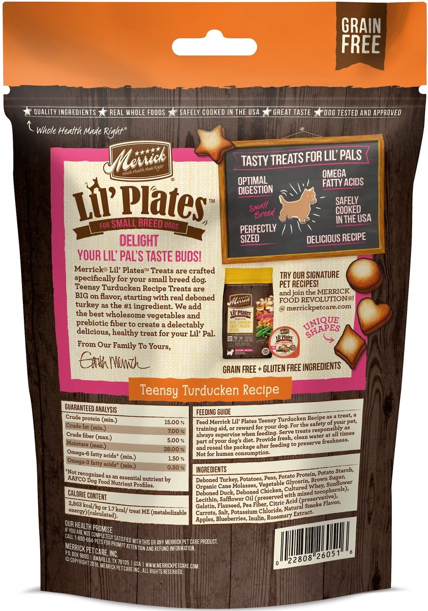 Merrick Lil' Plates Teensy Turducken Recipe Grain-Free Dog Treats