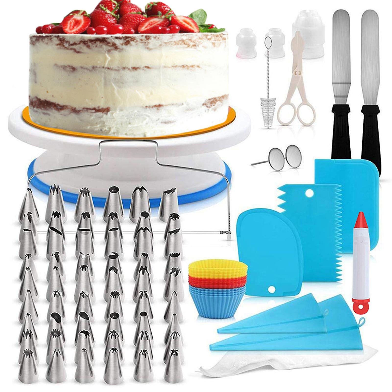 Cakedecor Stainless Steel Cake Decorating Supplies Cake Turntable 106pcs/set Diy Cream Tools Blue