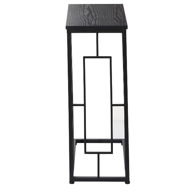 Contemporary Metal And Wood Accent Table Black Olivia amp May