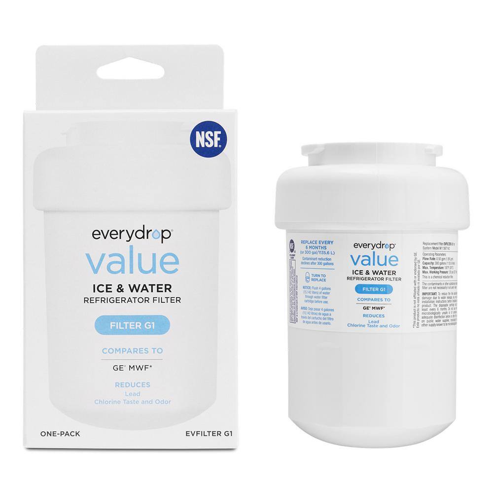 Whirlpool Everydrop Refrigerator Value Replacement Water Filter for GE MWF 1-Pack EVFILTERG1