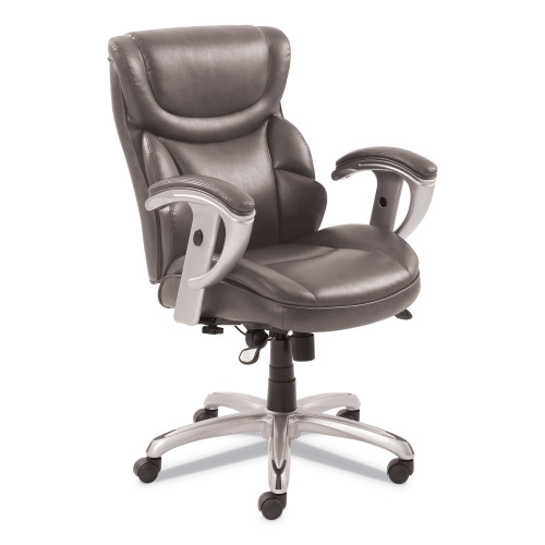 SertaPedic Emerson Task Chair， Supports Up to 300 lb， 18.75 to 21.75 Seat Height， Gray Seat/Back， Silver Base (49711GRY)