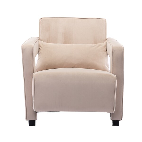 Modern Velvet Upholstered Armchair with Pillow， Armrest Single Sofa Accent Leisure Style Chair