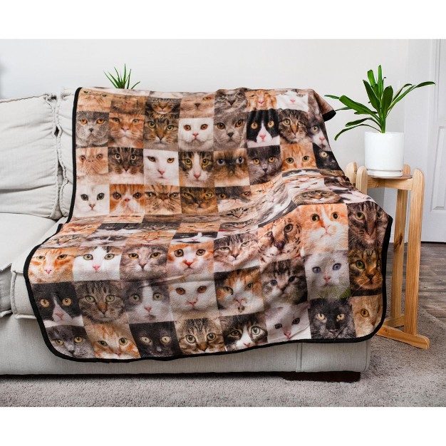 Toynk Cat Face Collage Fleece Throw Blanket 45 X 60 Inches