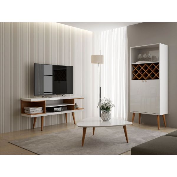 Utopia 53.14 TV Stand in White Gloss and Maple Cream