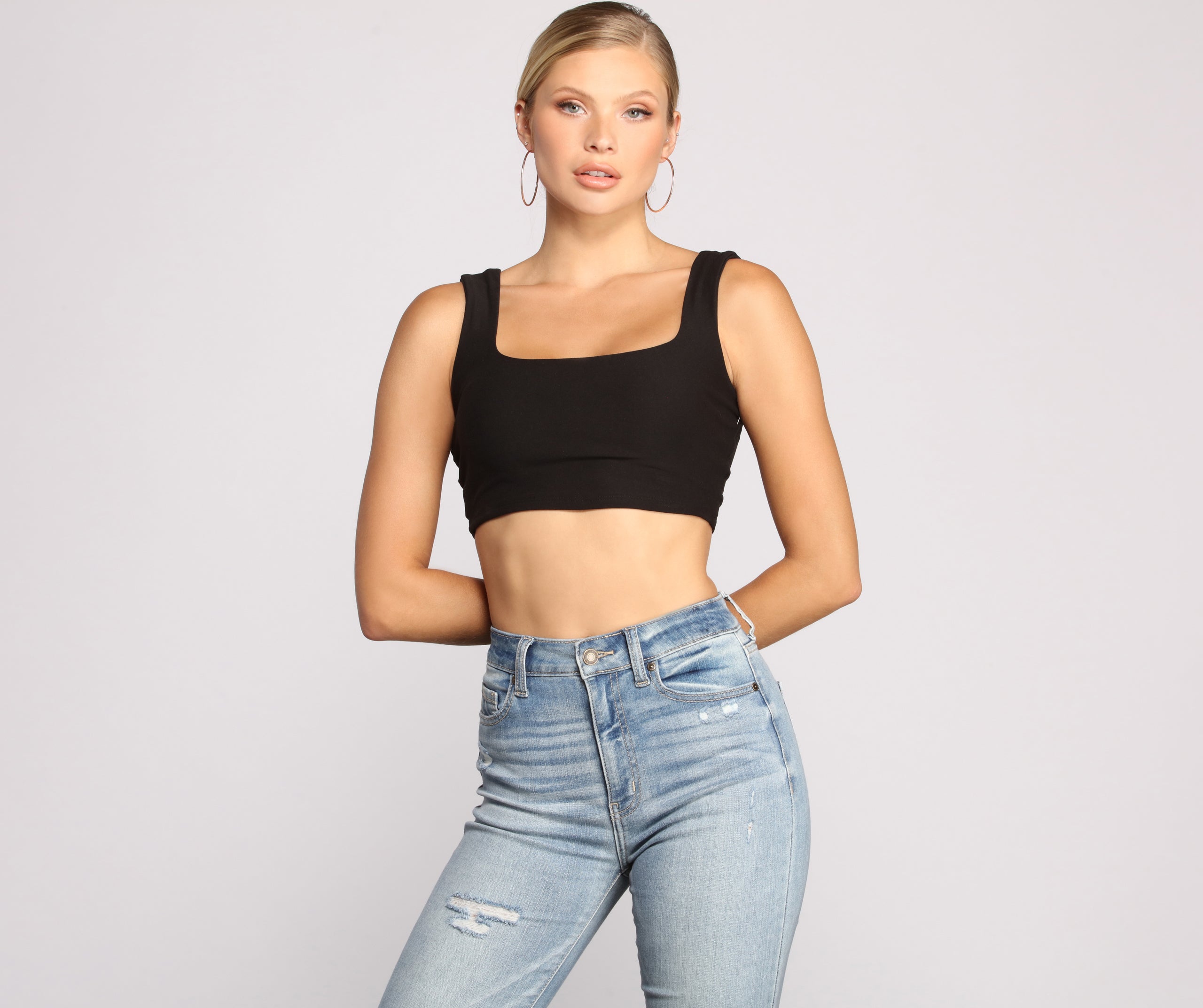 Classic Chic Wide Strap Crop Top