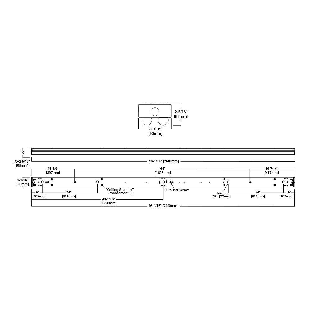 Metalux 8 ft. 2-Light Linear White Integrated LED Garage Strip Light with 8913 Lumens 4000K 8ST2L8040R