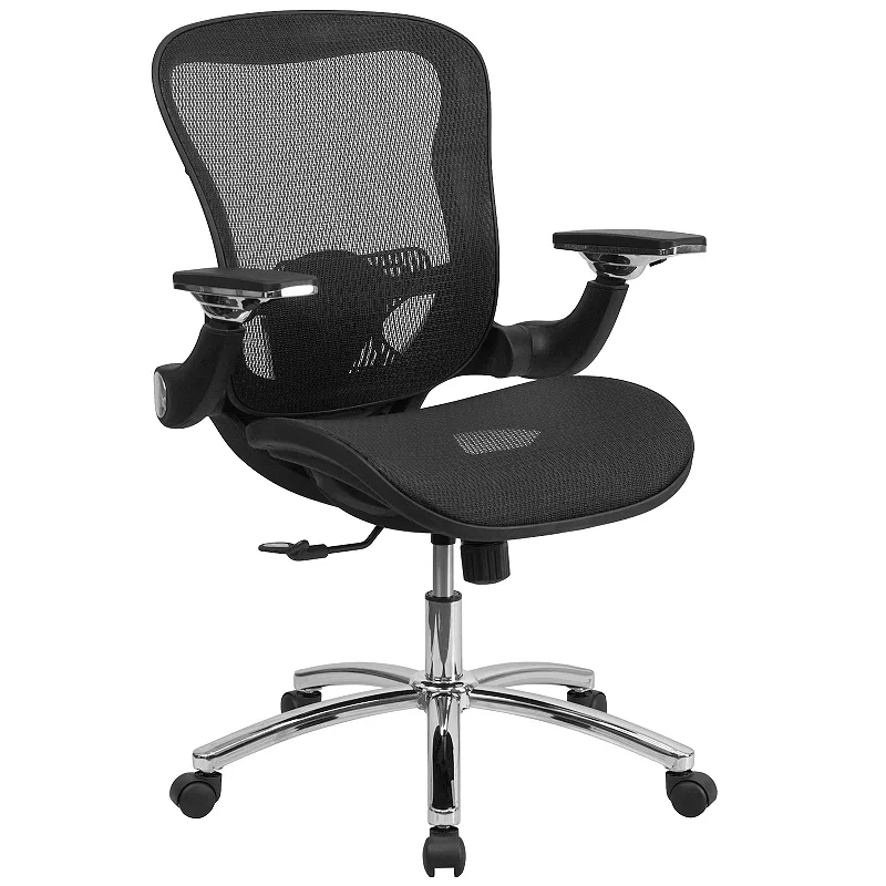 Emma and Oliver Mid-Back Transparent Black Mesh Synchro-Tilt Swivel Ergonomic Office Chair