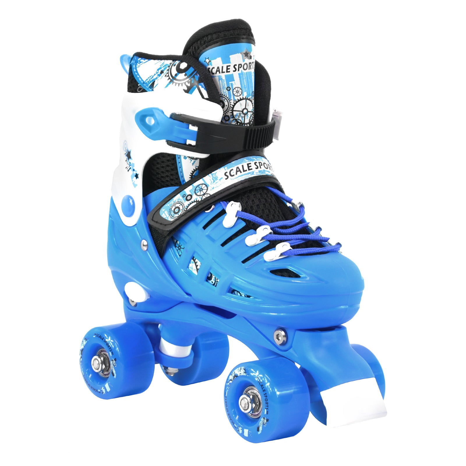 Adjustable Light Blue Quad Roller Skates For Kids Medium Sizes