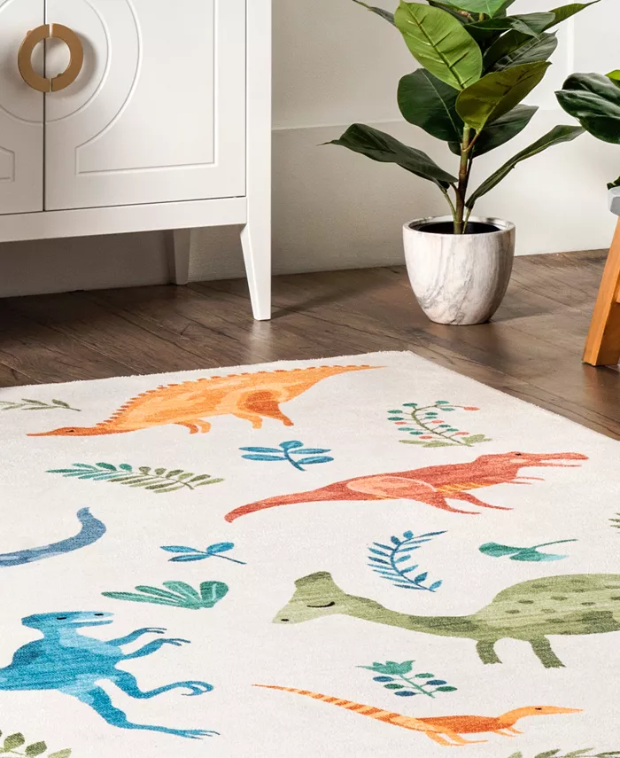 nuLoom Revel Eamon Dinosaur Washable Kids 4 x 6 Area Rug