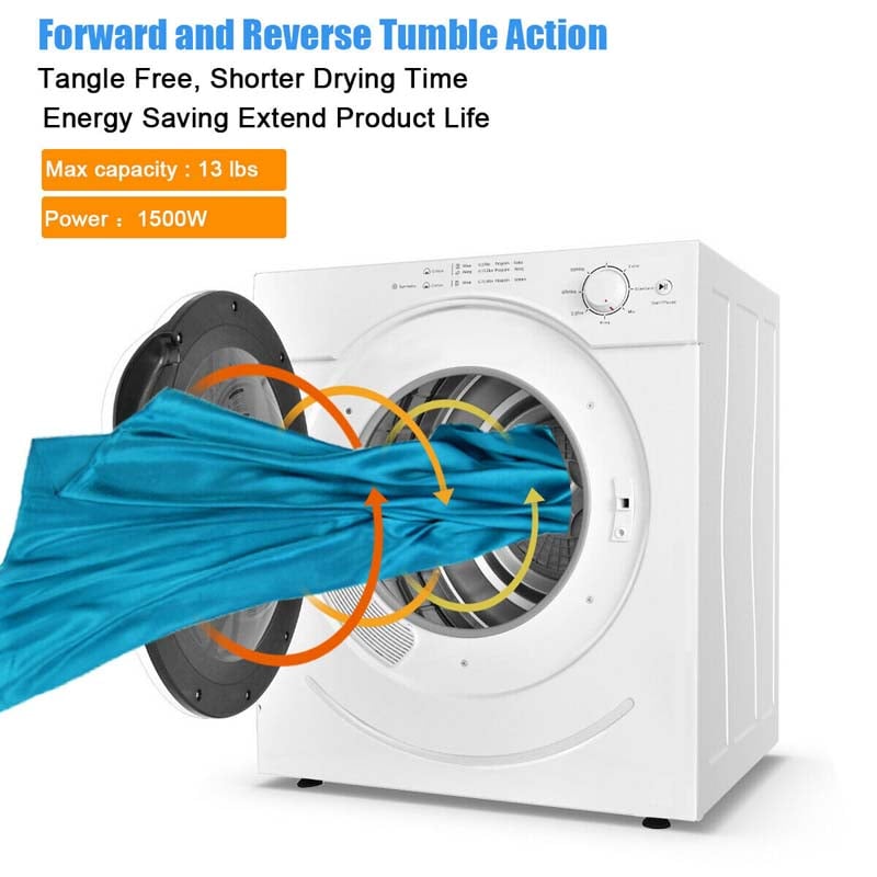 13 lbs 1500W Tumble Dryer with 7 Automatic Drying Modes, 3.5 Cu.Ft. Front Load Dryer Electric Portable Clothes Dryer