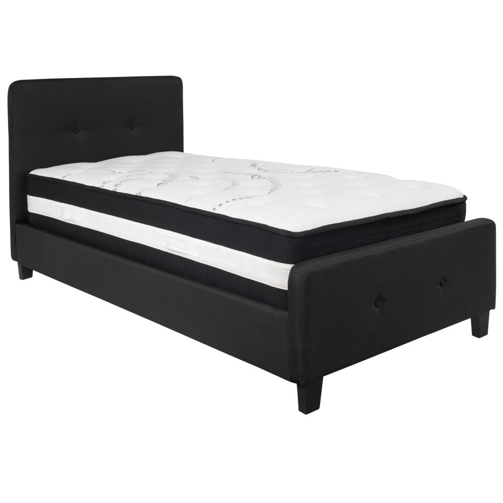 Button Tufted Upholstered Platform Bed with Pocket Spring Mattress