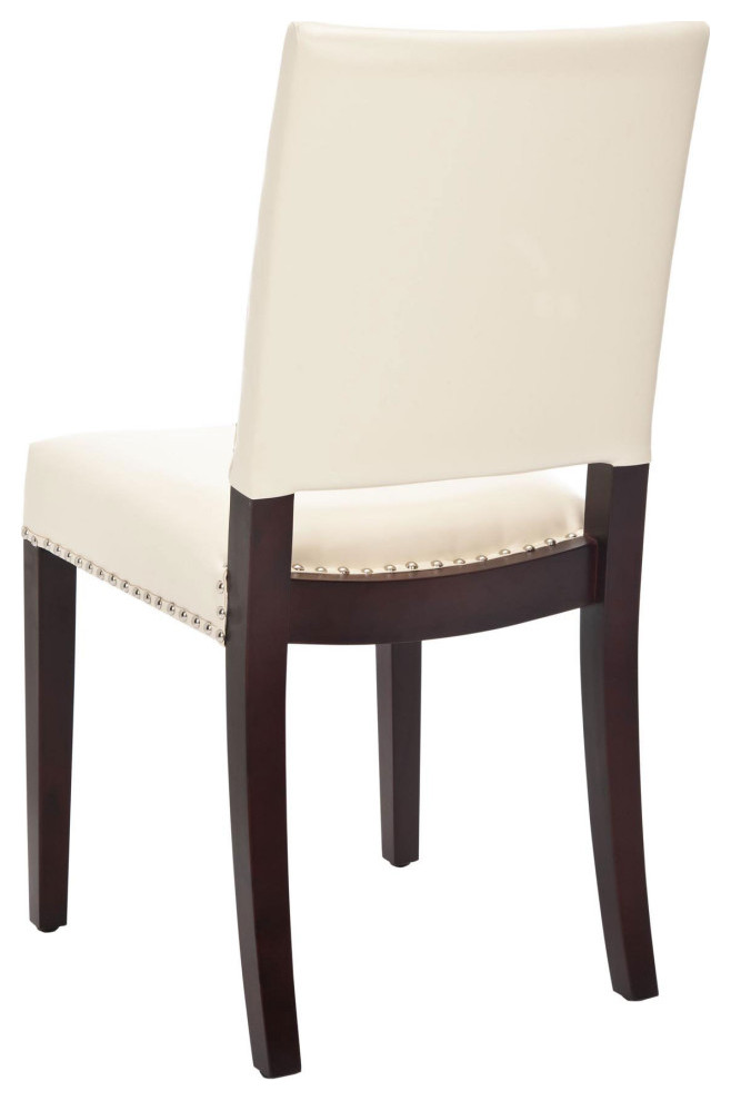 Bailey 19  x27 x27h Leather Side Chair  Set of 2 Flat Cream/ Cherry Mahogony   Modern   Dining Chairs   by Virgil Stanis Design  Houzz