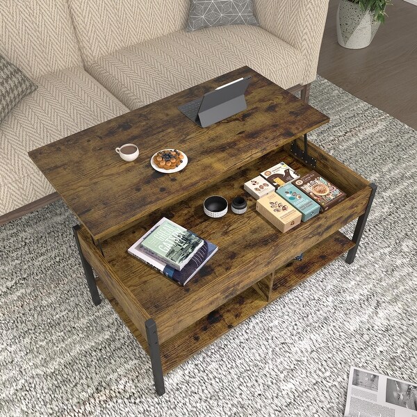 Living Room Lift Top Coffee Table with Hidden Storage - 2 Colors