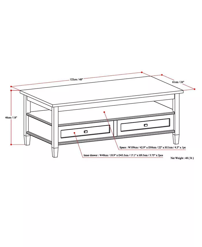 Simpli Home Warm Shaker Solid Wood Coffee Table