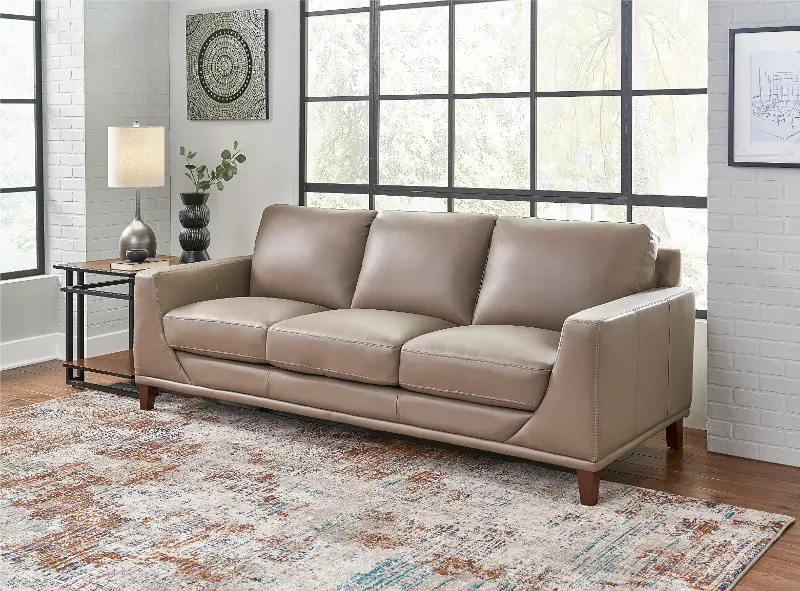 Sonoma Taupe Leather Sofa