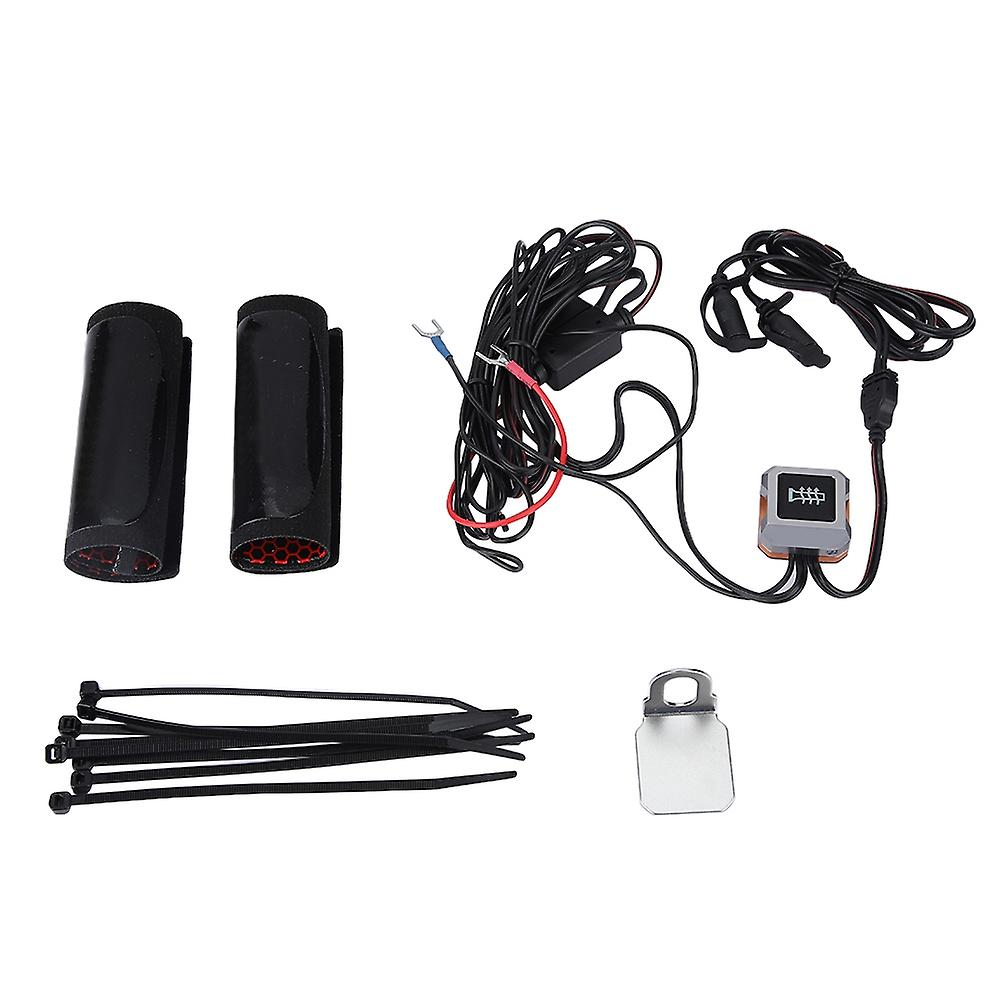 12V Motorcycle Waterproof Handlebar Heated Grips Warmer Temp Adjust CNC Switch