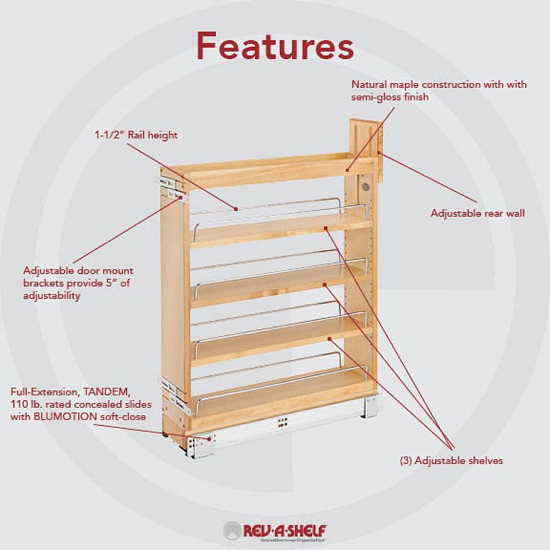 Rev-a-shelf 6 Inch Pull Out Kitchen Cabinet Organizer Soft-close， 448-bcsc-5c